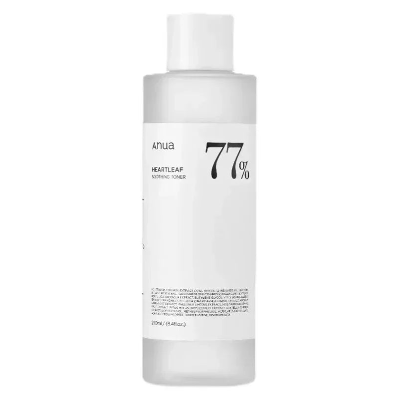 طقم Anua Heartleaf 77% – تونر مهدّي، سيروم تفتيح وعناية يومية للبشرة